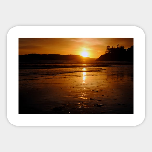 Sunset Long Beach Tofino Vancouver Island Canada Sticker by AndyEvansPhotos